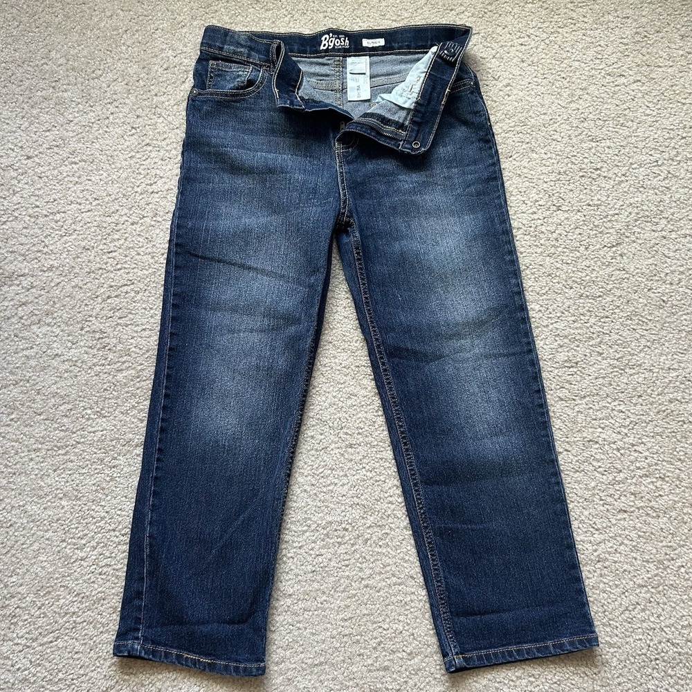 OshKosh B'gosh Straight Jeans Size 8H "Husky" Boys Blue Denim Adjustable Waist